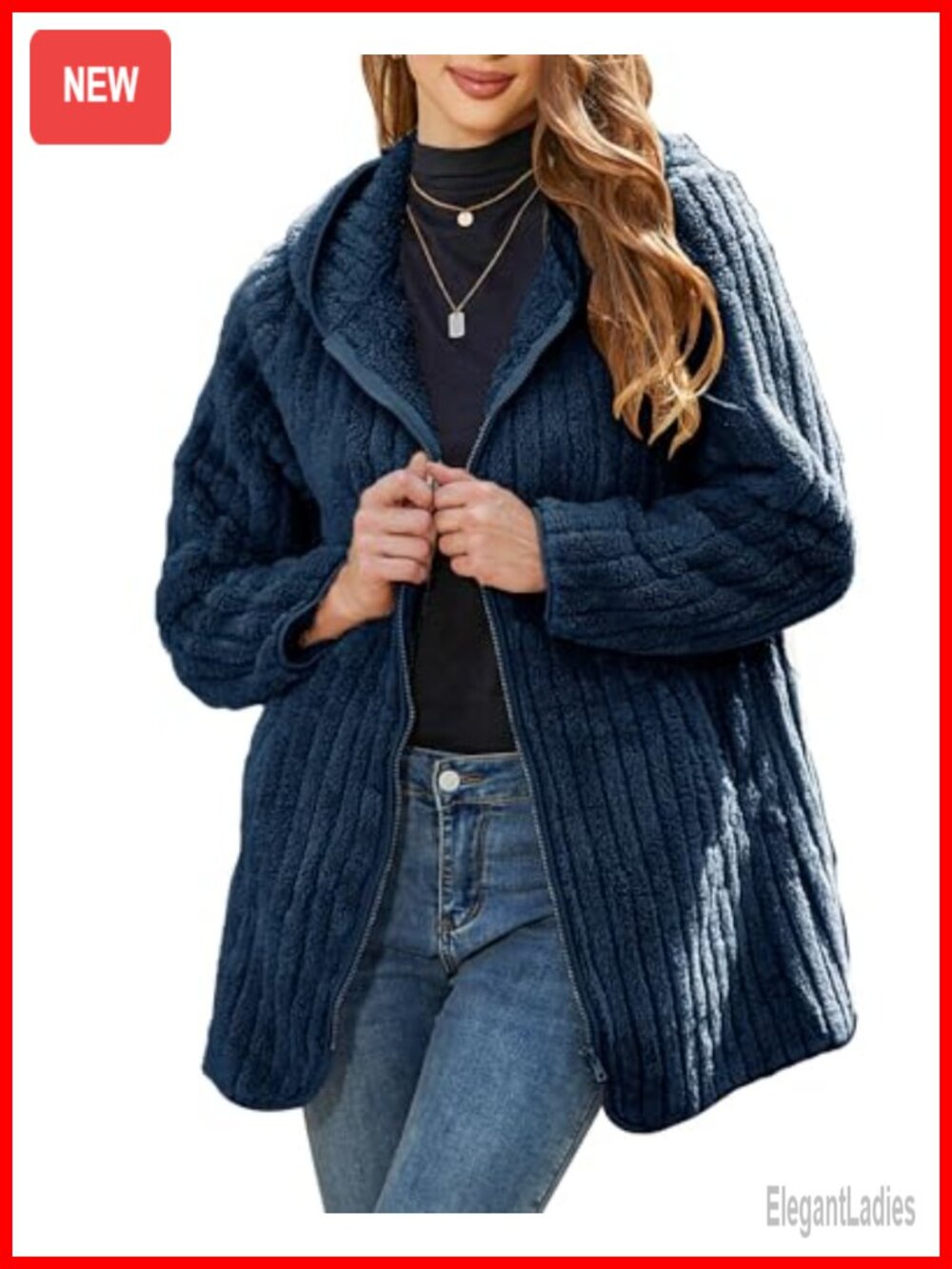 Womens Fleece Jacket Hooded Full Zip Sherpa Coat Warm Winter